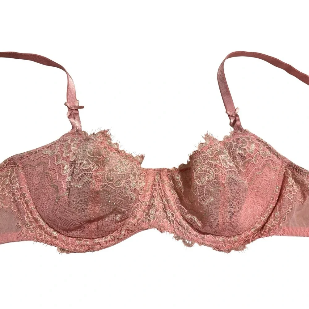 VICTORIA'S SECRET Pink DREAM‎ ANGELS w/out PADDING LACE DEMI UNLINED 34B